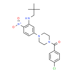 ChemSpider 2D Image | (4-Chlorophenyl)(4-{3-[(2,2-dimethylpropyl)amino]-4-nitrophenyl}-1-piperazinyl)methanone | C22H27ClN4O3