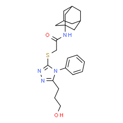 ChemSpider 2D Image | N-(Adamantan-1-yl)-2-{[5-(3-hydroxypropyl)-4-phenyl-4H-1,2,4-triazol-3-yl]sulfanyl}acetamide | C23H30N4O2S