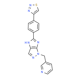 ChemSpider 2D Image | 1-(3-Pyridinylmethyl)-5-[4-(1,2,3-thiadiazol-4-yl)phenyl]-1,4-dihydroimidazo[4,5-c]pyrazole | C18H13N7S