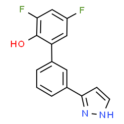 ChemSpider 2D Image | 3,5-Difluoro-3'-(1H-pyrazol-3-yl)-2-biphenylol | C15H10F2N2O