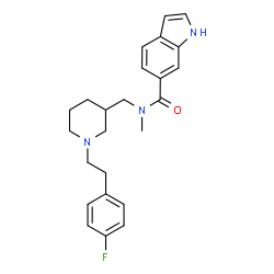 ChemSpider 2D Image | N-({1-[2-(4-Fluorophenyl)ethyl]-3-piperidinyl}methyl)-N-methyl-1H-indole-6-carboxamide | C24H28FN3O