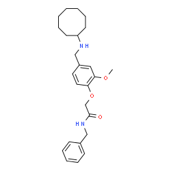 ChemSpider 2D Image | N-Benzyl-2-{4-[(cyclooctylamino)methyl]-2-methoxyphenoxy}acetamide | C25H34N2O3