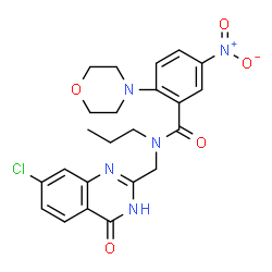 ChemSpider 2D Image | N-[(7-Chloro-4-oxo-1,4-dihydro-2-quinazolinyl)methyl]-2-(4-morpholinyl)-5-nitro-N-propylbenzamide | C23H24ClN5O5
