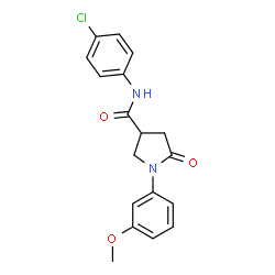 ChemSpider 2D Image | N-(4-Chlorophenyl)-1-(3-methoxyphenyl)-5-oxo-3-pyrrolidinecarboxamide | C18H17ClN2O3