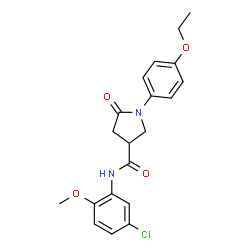 ChemSpider 2D Image | N-(5-Chloro-2-methoxyphenyl)-1-(4-ethoxyphenyl)-5-oxo-3-pyrrolidinecarboxamide | C20H21ClN2O4