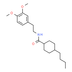 ChemSpider 2D Image | 4-Butyl-N-[2-(3,4-dimethoxyphenyl)ethyl]cyclohexanecarboxamide | C21H33NO3