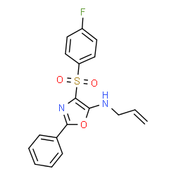 ChemSpider 2D Image | N-Allyl-4-[(4-fluorophenyl)sulfonyl]-2-phenyl-1,3-oxazol-5-amine | C18H15FN2O3S