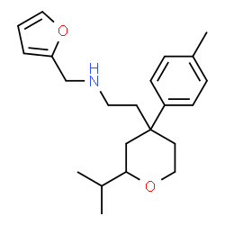 ChemSpider 2D Image | N-(2-Furylmethyl)-2-[2-isopropyl-4-(4-methylphenyl)tetrahydro-2H-pyran-4-yl]ethanamine | C22H31NO2