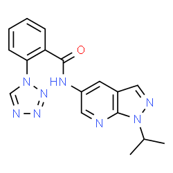 ChemSpider 2D Image | N-(1-Isopropyl-1H-pyrazolo[3,4-b]pyridin-5-yl)-2-(1H-tetrazol-1-yl)benzamide | C17H16N8O