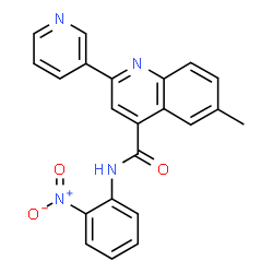 ChemSpider 2D Image | 6-Methyl-N-(2-nitrophenyl)-2-(3-pyridinyl)-4-quinolinecarboxamide | C22H16N4O3