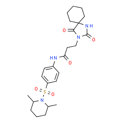 ChemSpider 2D Image | N-{4-[(2,6-Dimethyl-1-piperidinyl)sulfonyl]phenyl}-3-(2,4-dioxo-1,3-diazaspiro[4.5]dec-3-yl)propanamide | C24H34N4O5S