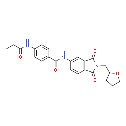 ChemSpider 2D Image | N-[1,3-Dioxo-2-(tetrahydro-2-furanylmethyl)-2,3-dihydro-1H-isoindol-5-yl]-4-(propionylamino)benzamide | C23H23N3O5