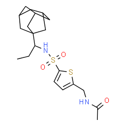 ChemSpider 2D Image | N-[(5-{[1-(Adamantan-1-yl)propyl]sulfamoyl}-2-thienyl)methyl]acetamide | C20H30N2O3S2