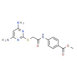 ChemSpider 2D Image | Methyl 4-({[(4,6-diamino-2-pyrimidinyl)sulfanyl]acetyl}amino)benzoate | C14H15N5O3S