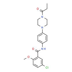 ChemSpider 2D Image | 5-Chloro-2-methoxy-N-[4-(4-propionyl-1-piperazinyl)phenyl]benzamide | C21H24ClN3O3