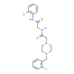 ChemSpider 2D Image | N-(2-Chlorophenyl)-N~2~-{[4-(2-fluorobenzyl)-1-piperazinyl]acetyl}-N~2~-methylglycinamide | C22H26ClFN4O2