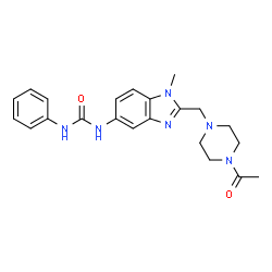 ChemSpider 2D Image | 1-{2-[(4-Acetyl-1-piperazinyl)methyl]-1-methyl-1H-benzimidazol-5-yl}-3-phenylurea | C22H26N6O2