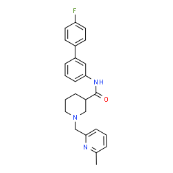 ChemSpider 2D Image | N-(4'-Fluoro-3-biphenylyl)-1-[(6-methyl-2-pyridinyl)methyl]-3-piperidinecarboxamide | C25H26FN3O