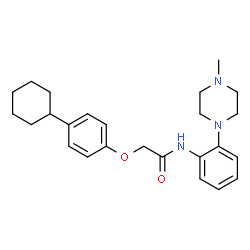 ChemSpider 2D Image | 2-(4-Cyclohexylphenoxy)-N-[2-(4-methyl-1-piperazinyl)phenyl]acetamide | C25H33N3O2