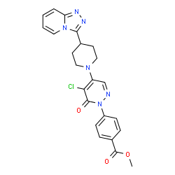 ChemSpider 2D Image | Methyl 4-{5-chloro-6-oxo-4-[4-([1,2,4]triazolo[4,3-a]pyridin-3-yl)-1-piperidinyl]-1(6H)-pyridazinyl}benzoate | C23H21ClN6O3