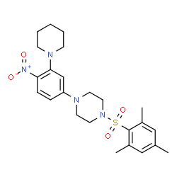 ChemSpider 2D Image | 1-(Mesitylsulfonyl)-4-[4-nitro-3-(1-piperidinyl)phenyl]piperazine | C24H32N4O4S