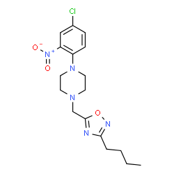 ChemSpider 2D Image | 1-[(3-Butyl-1,2,4-oxadiazol-5-yl)methyl]-4-(4-chloro-2-nitrophenyl)piperazine | C17H22ClN5O3