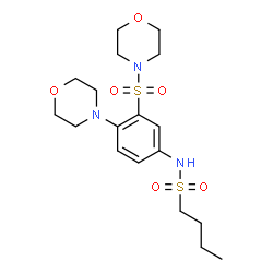 ChemSpider 2D Image | N-[4-(4-Morpholinyl)-3-(4-morpholinylsulfonyl)phenyl]-1-butanesulfonamide | C18H29N3O6S2