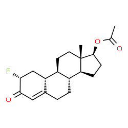 ChemSpider 2D Image | (2alpha,17beta)-2-Fluoro-3-oxoestr-4-en-17-yl acetate | C20H27FO3