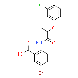 ChemSpider 2D Image | 5-Bromo-2-{[2-(3-chlorophenoxy)propanoyl]amino}benzoic acid | C16H13BrClNO4