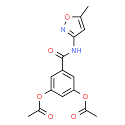 ChemSpider 2D Image | 5-[(5-Methyl-1,2-oxazol-3-yl)carbamoyl]-1,3-phenylene diacetate | C15H14N2O6
