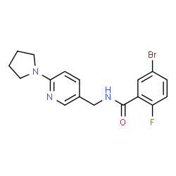 ChemSpider 2D Image | 5-Bromo-2-fluoro-N-{[6-(1-pyrrolidinyl)-3-pyridinyl]methyl}benzamide | C17H17BrFN3O