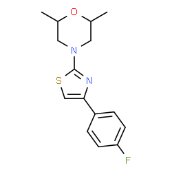 ChemSpider 2D Image | 4-[4-(4-Fluorophenyl)-1,3-thiazol-2-yl]-2,6-dimethylmorpholine | C15H17FN2OS