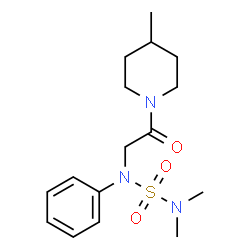 ChemSpider 2D Image | N,N-Dimethyl-N'-[2-(4-methyl-1-piperidinyl)-2-oxoethyl]-N'-phenylsulfuric diamide | C16H25N3O3S