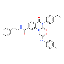 ChemSpider 2D Image | 3-(4-Ethylphenyl)-1-{2-[(4-methylphenyl)amino]-2-oxoethyl}-2,4-dioxo-N-(2-phenylethyl)-1,2,3,4-tetrahydro-7-quinazolinecarboxamide | C34H32N4O4