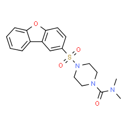 ChemSpider 2D Image | 4-(Dibenzo[b,d]furan-2-ylsulfonyl)-N,N-dimethyl-1-piperazinecarboxamide | C19H21N3O4S