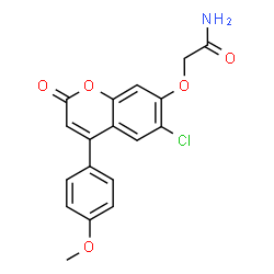 ChemSpider 2D Image | 2-{[6-Chloro-4-(4-methoxyphenyl)-2-oxo-2H-chromen-7-yl]oxy}acetamide | C18H14ClNO5
