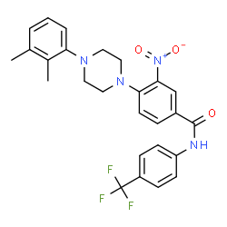 ChemSpider 2D Image | 4-[4-(2,3-Dimethylphenyl)-1-piperazinyl]-3-nitro-N-[4-(trifluoromethyl)phenyl]benzamide | C26H25F3N4O3
