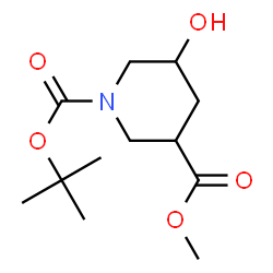 ChemSpider 2D Image | 1-tert-butyl 3-methyl 5-hydroxypiperidine-1,3-dicarboxylate | C12H21NO5