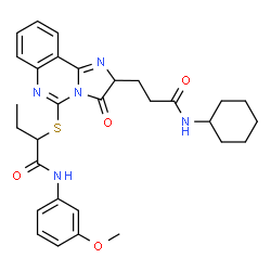 ChemSpider 2D Image | 2-({2-[3-(Cyclohexylamino)-3-oxopropyl]-3-oxo-2,3-dihydroimidazo[1,2-c]quinazolin-5-yl}sulfanyl)-N-(3-methoxyphenyl)butanamide | C30H35N5O4S