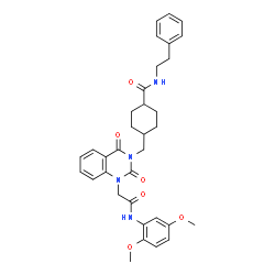 ChemSpider 2D Image | 4-{[1-{2-[(2,5-Dimethoxyphenyl)amino]-2-oxoethyl}-2,4-dioxo-1,4-dihydro-3(2H)-quinazolinyl]methyl}-N-(2-phenylethyl)cyclohexanecarboxamide | C34H38N4O6