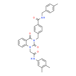 ChemSpider 2D Image | 4-{[1-{2-[(3,4-Dimethylphenyl)amino]-2-oxoethyl}-2,4-dioxo-1,4-dihydro-3(2H)-quinazolinyl]methyl}-N-(4-methylbenzyl)benzamide | C34H32N4O4