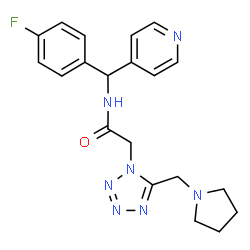 ChemSpider 2D Image | N-[(4-Fluorophenyl)(4-pyridinyl)methyl]-2-[5-(1-pyrrolidinylmethyl)-1H-tetrazol-1-yl]acetamide | C20H22FN7O