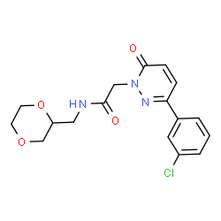 ChemSpider 2D Image | 2-[3-(3-Chlorophenyl)-6-oxo-1(6H)-pyridazinyl]-N-(1,4-dioxan-2-ylmethyl)acetamide | C17H18ClN3O4