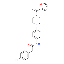 ChemSpider 2D Image | 2-(4-Chlorophenyl)-N-{4-[4-(2-furoyl)-1-piperazinyl]phenyl}acetamide | C23H22ClN3O3
