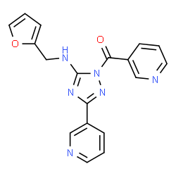 ChemSpider 2D Image | {5-[(2-Furylmethyl)amino]-3-(3-pyridinyl)-1H-1,2,4-triazol-1-yl}(3-pyridinyl)methanone | C18H14N6O2