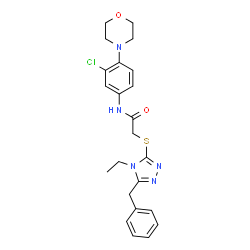 ChemSpider 2D Image | 2-[(5-Benzyl-4-ethyl-4H-1,2,4-triazol-3-yl)sulfanyl]-N-[3-chloro-4-(4-morpholinyl)phenyl]acetamide | C23H26ClN5O2S