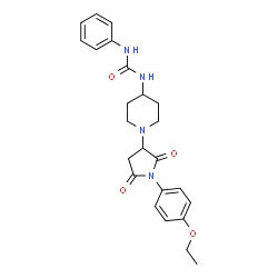 ChemSpider 2D Image | 1-{1-[1-(4-Ethoxyphenyl)-2,5-dioxo-3-pyrrolidinyl]-4-piperidinyl}-3-phenylurea | C24H28N4O4