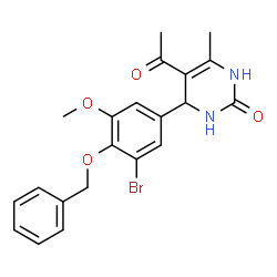 ChemSpider 2D Image | 5-Acetyl-4-[4-(benzyloxy)-3-bromo-5-methoxyphenyl]-6-methyl-3,4-dihydro-2(1H)-pyrimidinone | C21H21BrN2O4