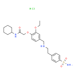 ChemSpider 2D Image | N-Cyclohexyl-2-[2-ethoxy-4-({[2-(4-sulfamoylphenyl)ethyl]amino}methyl)phenoxy]acetamide hydrochloride (1:1) | C25H36ClN3O5S