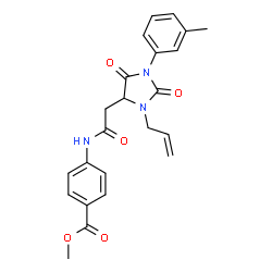ChemSpider 2D Image | Methyl 4-({[3-allyl-1-(3-methylphenyl)-2,5-dioxo-4-imidazolidinyl]acetyl}amino)benzoate | C23H23N3O5